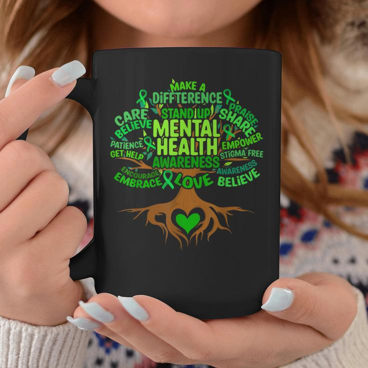Mental Health Awareness Tree Grreen Ribbon Coffee Mug Unique Gifts