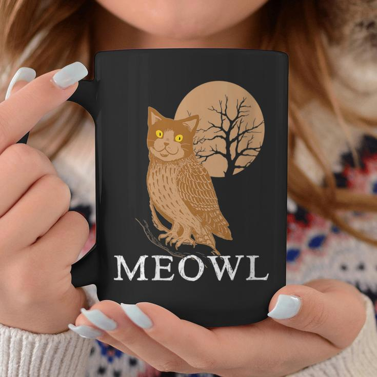 Meowl Cat Owl With Tree And Full Moon Coffee Mug Unique Gifts