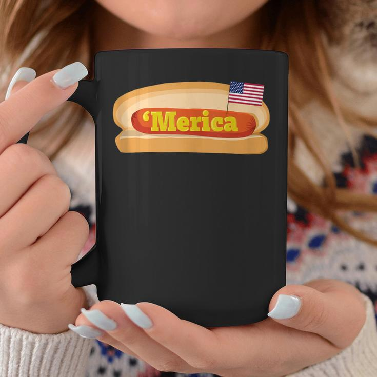 'Merica Hot Dog Flag Patriotic American Flag Hot Dog Coffee Mug Unique Gifts