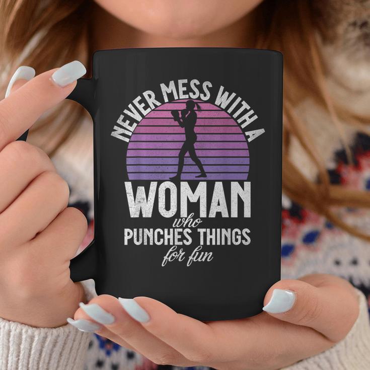 Never Mess With A Woman Who Punches Things For Fun Boxing Coffee Mug Unique Gifts