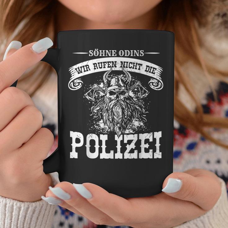 Mit den Söhnen Odins Rufen Wir Keine Polizei Tassen Schwarz für Männer Lustige Geschenke