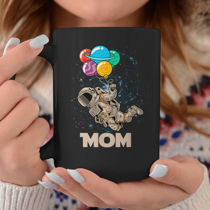 Mom Of Birthday Astronaut With Balloons Planets In Space Coffee Mug Unique Gifts