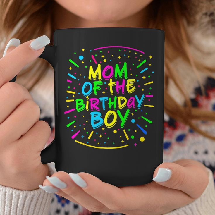 Mom Of The Birthday Boy Retro 80'S Party Mom And Dad Family Coffee Mug Personalized Gifts