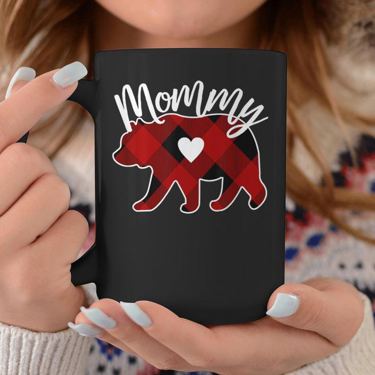 Mommy Bear Christmas Buffalo Plaid Red White & Black Coffee Mug Unique Gifts