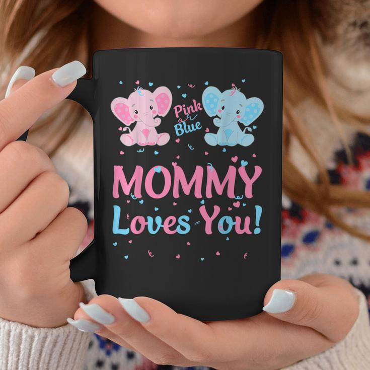 Mommy Gender Reveal Elephant Pink Blue Matching Family Mom Coffee Mug Unique Gifts