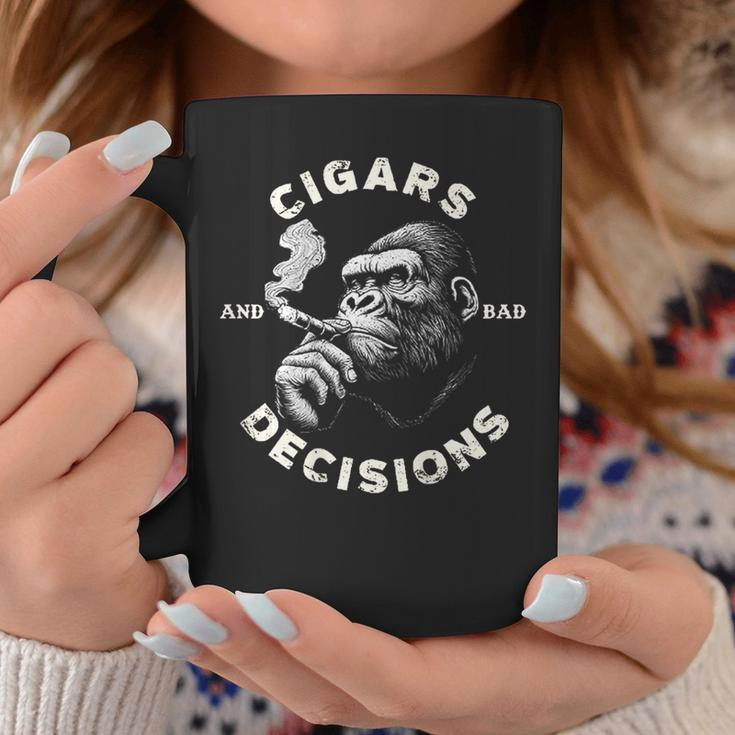 Monkey Cigars And Bad Decisions On Back Coffee Mug Unique Gifts