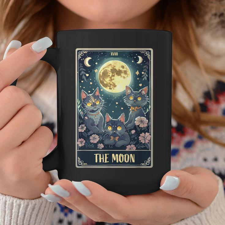 The Moon Tarot Card Three Cats Moon Flower Cute Cat Moon Coffee Mug Unique Gifts