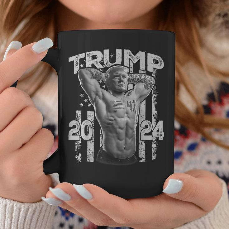 Muscle Trump President Bodybuilding American Flag Trump 2024 Coffee Mug Unique Gifts