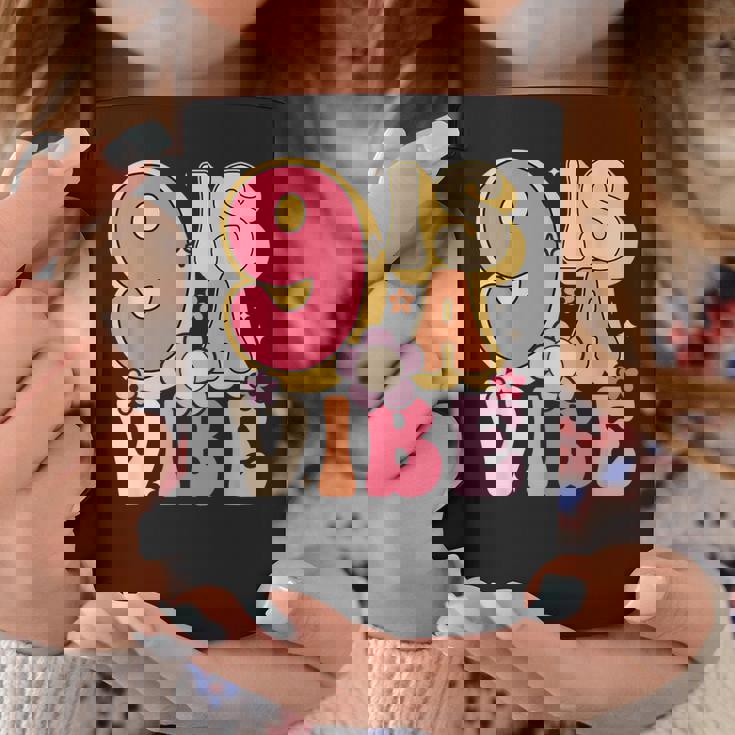 Nine Is A Vibe Birthday 9 Years Old Groovy Retro Coffee Mug Personalized Gifts