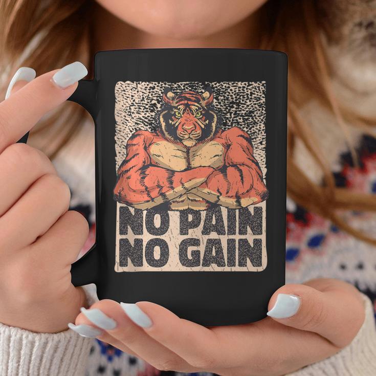 No Pain No Gain Tiger Gym Muscles Bodybuilding Coffee Mug Unique Gifts