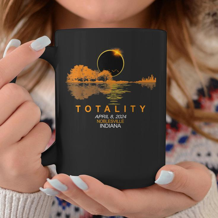 Noblesville Indiana Total Solar Eclipse 2024 Guitar Coffee Mug Unique Gifts