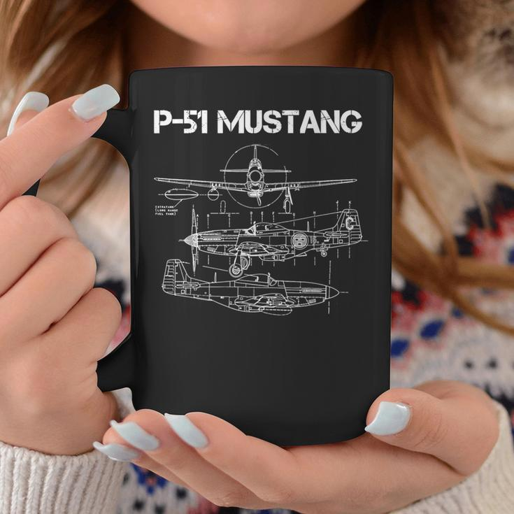 North American P-51 Mustang Ww2 Fighter Blueprint Coffee Mug Unique Gifts