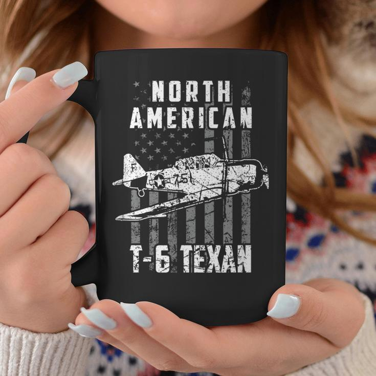 North American T-6 Texan Warbird Us Flag Vintage Aircraft Coffee Mug Unique Gifts