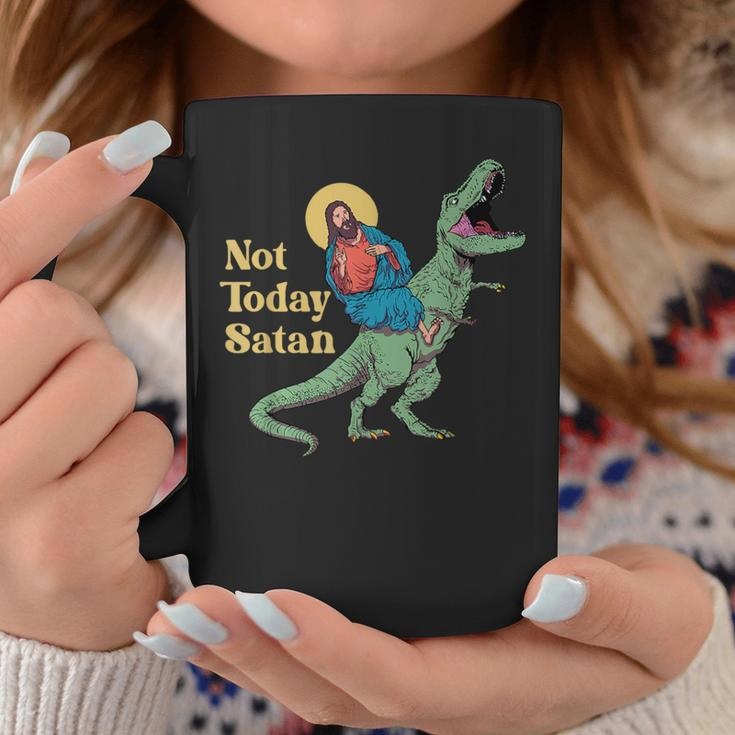 Not Today Satan Jesus Riding DinosaurRex Sarcastic Coffee Mug Funny Gifts