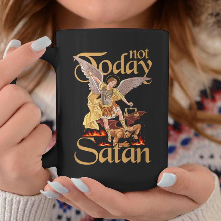 Not Today Satan St Michael Defeating Evil Coffee Mug Unique Gifts