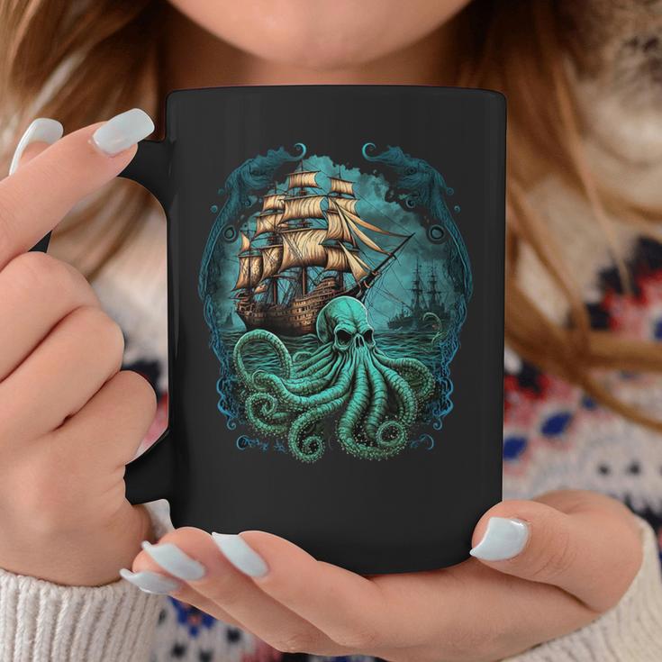 Octopus Kraken Pirate Ship Sailing Coffee Mug Unique Gifts