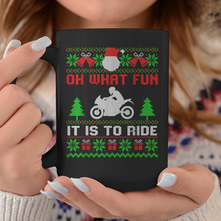 Oh What Fun It Is To Ride Motorcycle Ugly Christmas Coffee Mug Unique Gifts