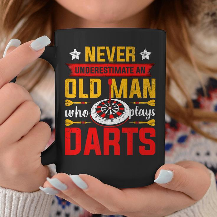 Old Dart Never Underestimate An Old Man Who Plays Darts Coffee Mug Unique Gifts