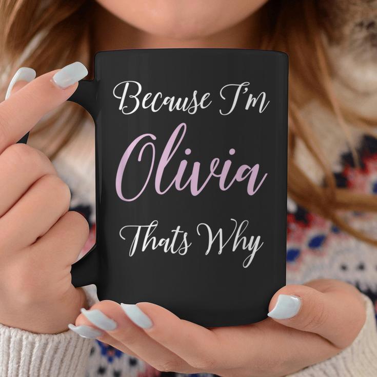 Olivia Name Personalized Girl Cute Pink Black Coffee Mug Unique Gifts