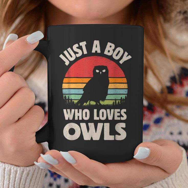 Owl Just A Boy Who Loves Owls Bird Retro Vintage Sunset Coffee Mug Unique Gifts