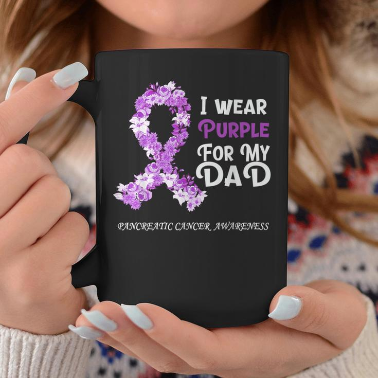 Pancreatic Cancer Awareness Flower Purple Ribbon Dad Coffee Mug Unique Gifts