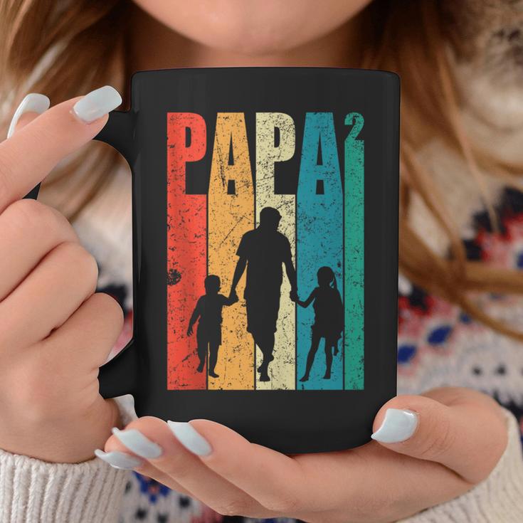 Papa Hoch 2 Dad Hoch 2 Kinder Zweifacher Papaatertag Retro Tassen Lustige Geschenke