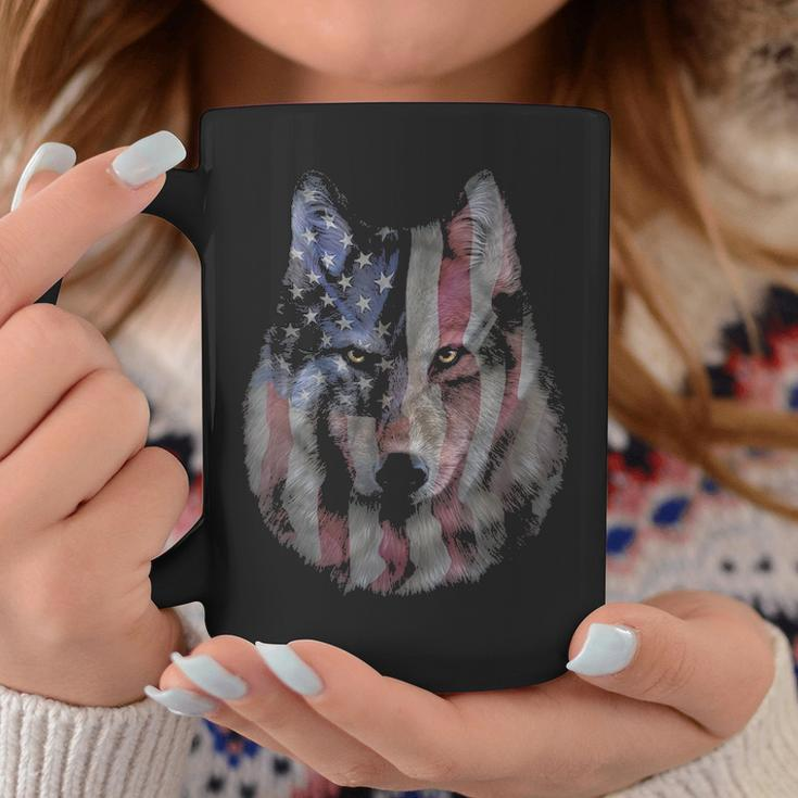 Patriotic America Grey Wolf Bust Usa Coffee Mug Unique Gifts