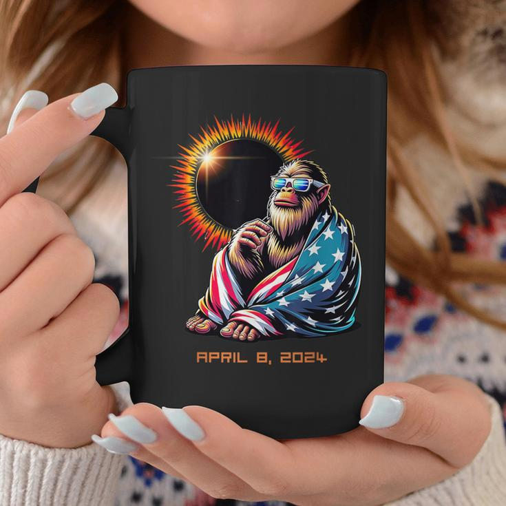 Patriotic Bigfoot Sasquatch Lovers Total Solar Eclipse 2024 Coffee Mug Unique Gifts