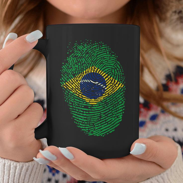 Patriotic Fingerprint Brazil Brazilian Flag Coffee Mug Unique Gifts