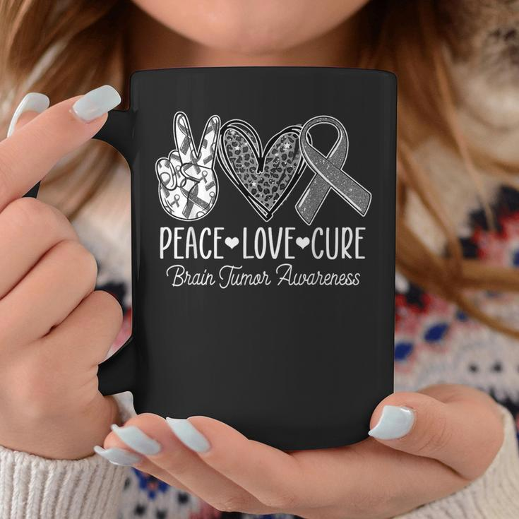 Peace Love Cure Brain Tumor Support Brain Tumor Awareness Coffee Mug Unique Gifts