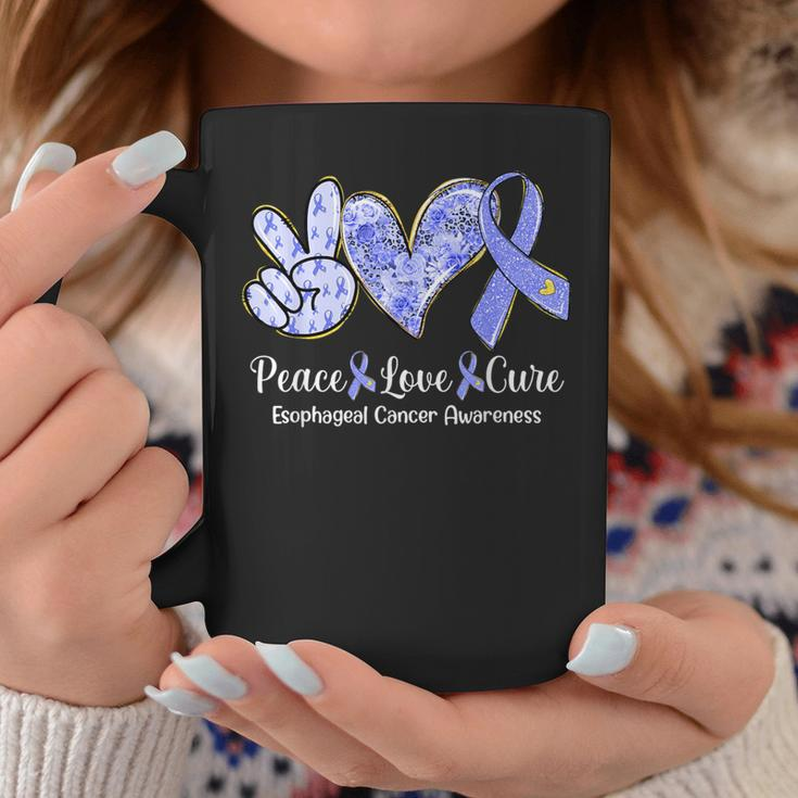 Peace Love Cure Periwinkle Ribbon Esophageal Cancer Coffee Mug Unique Gifts