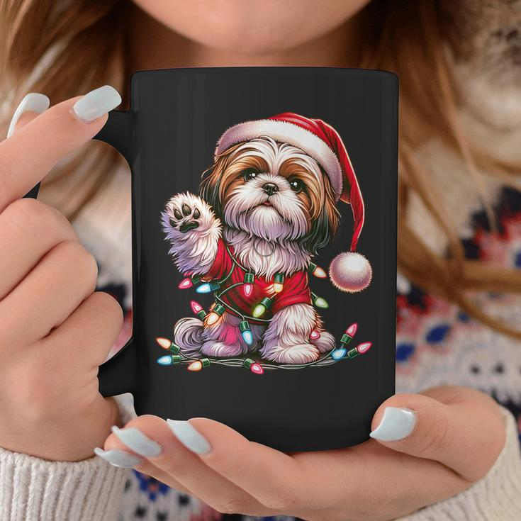 Peace Sign Hand Shih Tzu Santa Christmas Dog Pajamas Coffee Mug Unique Gifts