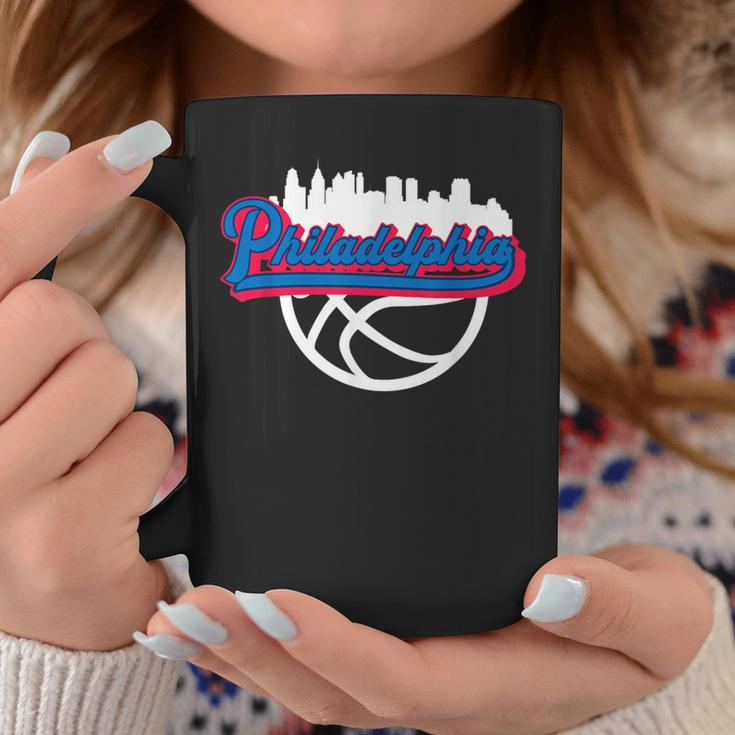 Philadelphia Vintage Basketball Script City Skyline Fan Coffee Mug Unique Gifts