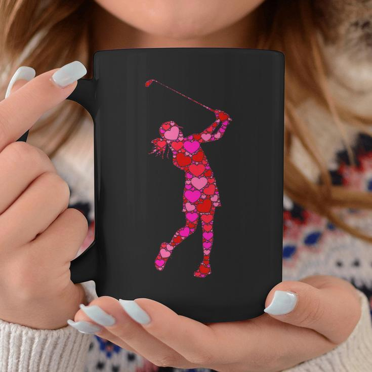 Pink Red Heart Valentines Day Girls Golf Swing Coffee Mug Unique Gifts