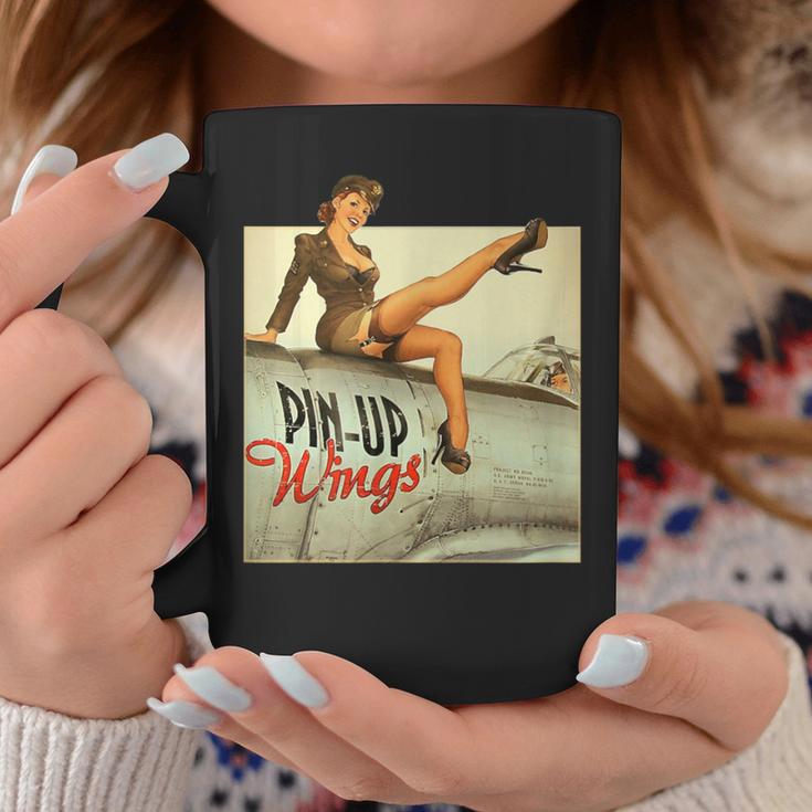 Pinup Girl Wings Vintage Poster Ww2 Coffee Mug Unique Gifts