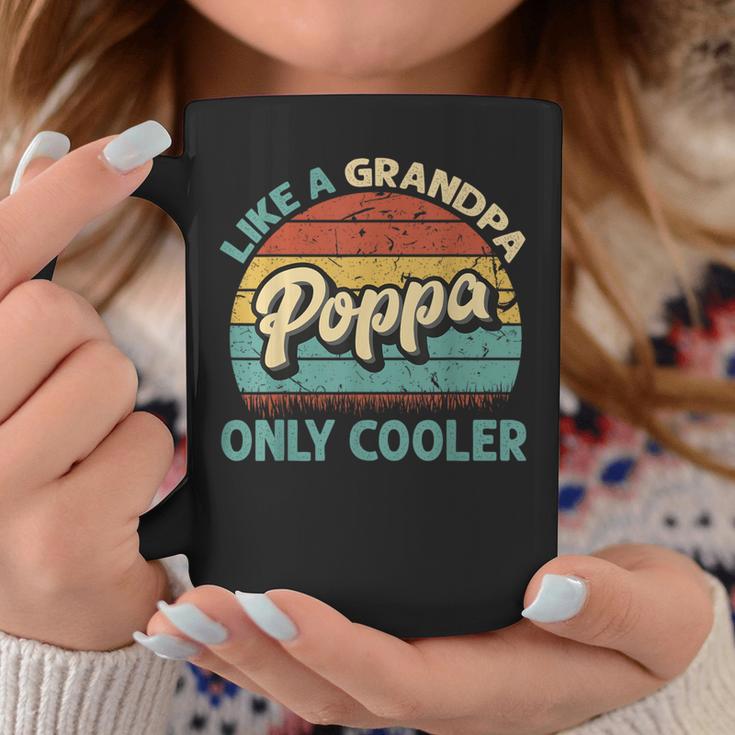 Poppa Like A Grandpa Only Cooler Vintage Dad Fathers Day Coffee Mug Unique Gifts