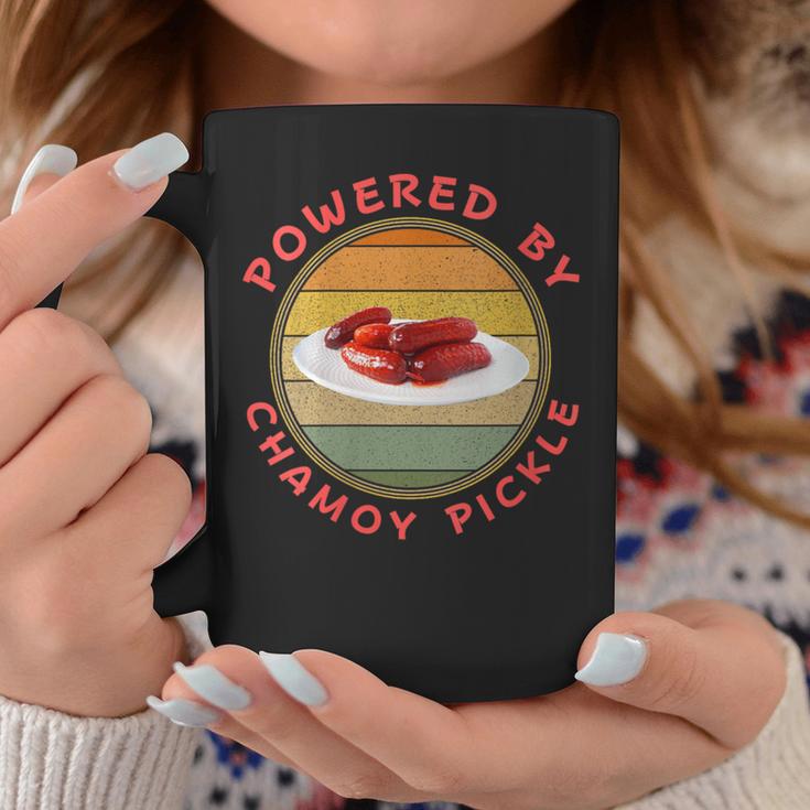 Powered By Chamoy Pickles Retro Humor Hot Pickle Food Lover Coffee Mug Unique Gifts