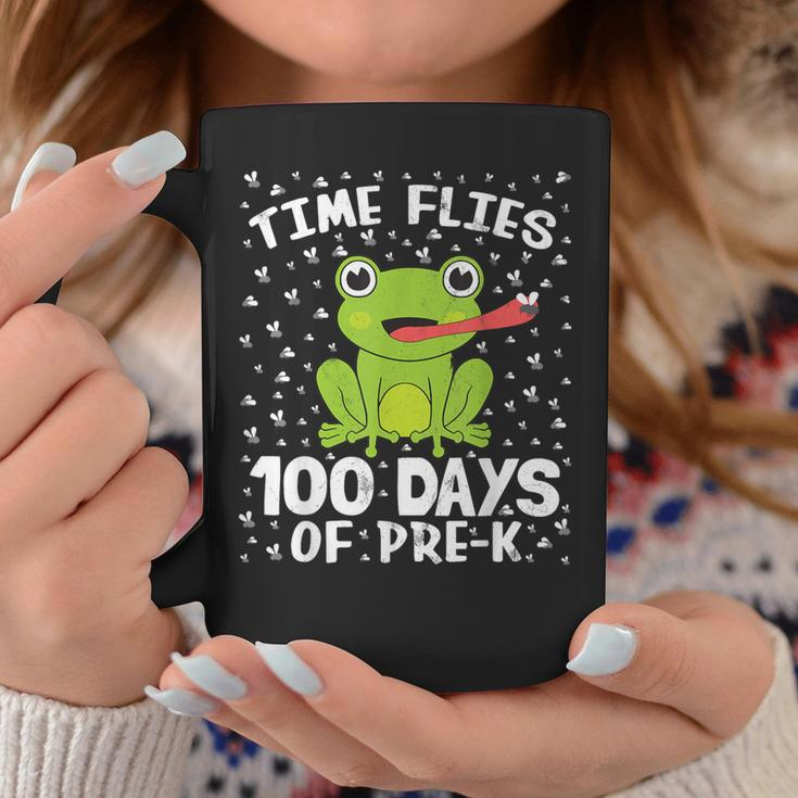 Pre K 100 Days Of School Boys Girls Frog Time Flies Fly Cute Coffee Mug Unique Gifts