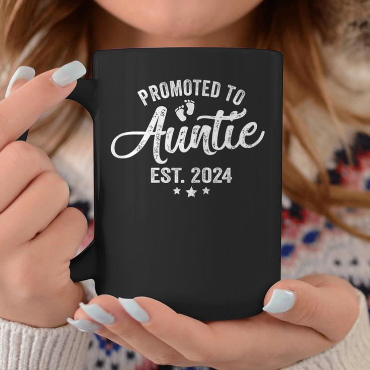 Promoted To Auntie Est 2024 Soon To Be New Aunt Baby Reveal Coffee Mug Funny Gifts