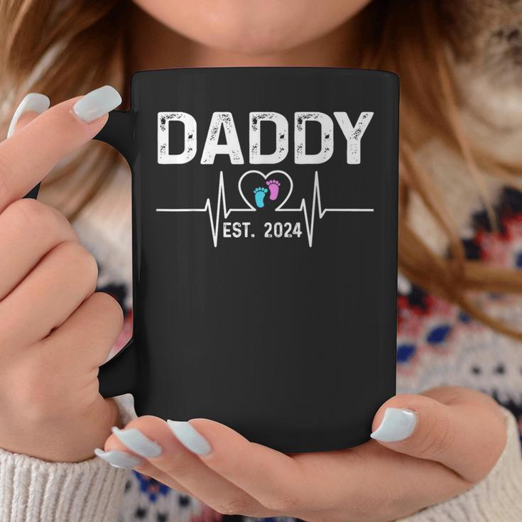 Promoted To Daddy 2024 Heartbeat Baby Reveal Coffee Mug Unique Gifts