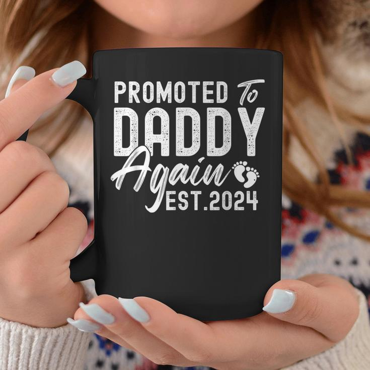 Promoted To Daddy Again 2024 Soon To Be Dad Again New Daddy Coffee Mug Funny Gifts