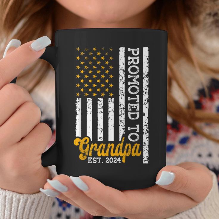 Promoted To Grandpa Est 2024 First Time Grandpa Patriotic Coffee Mug Unique Gifts