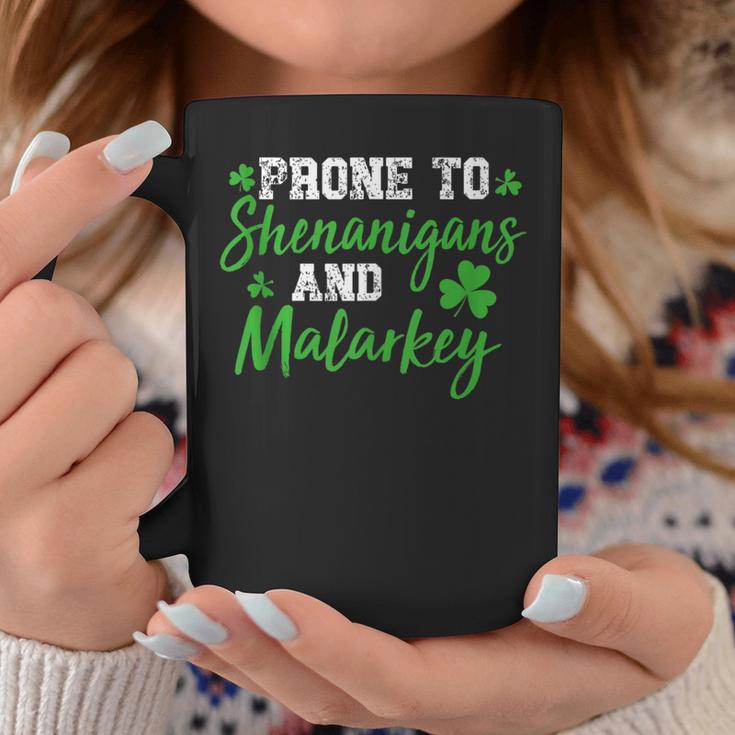 Prone To Shenanigans & Malarkey Fun Clovers St Patrick's Day Coffee Mug Unique Gifts