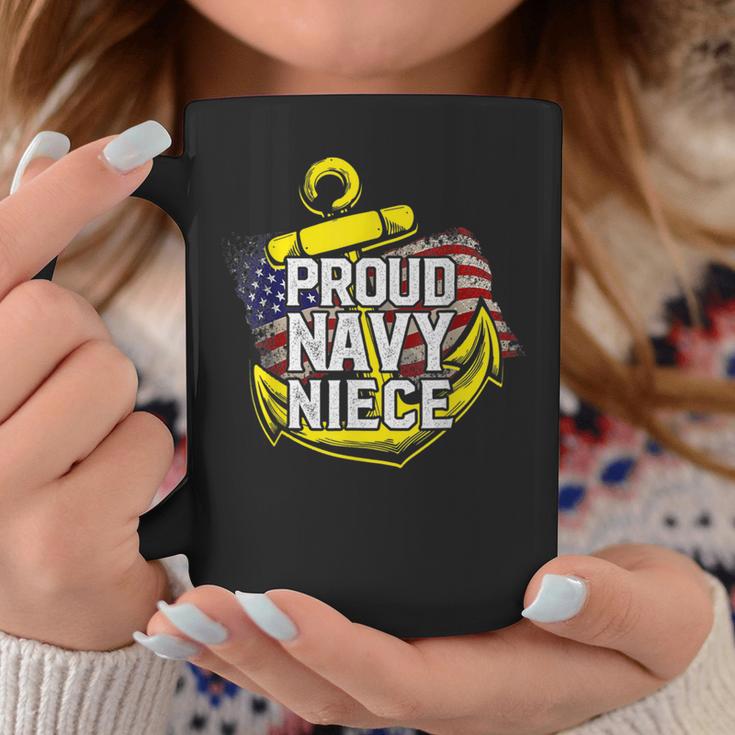 Proud Navy Niece American Flag Anchor Gold Pride Girl Gif Coffee Mug Unique Gifts