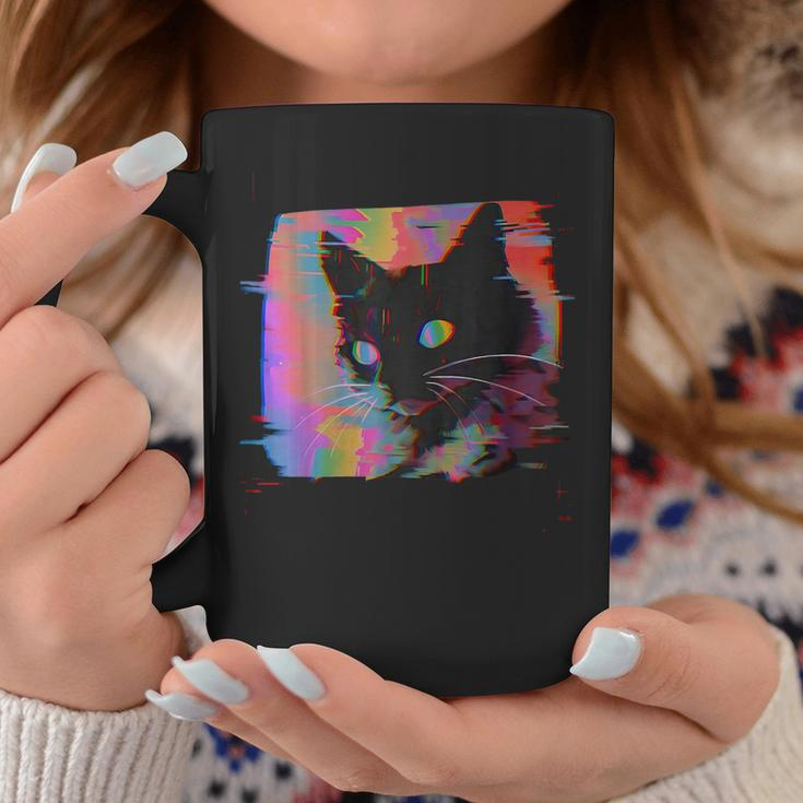 Psychedelic Weirdcore Cat Vaporwave Aesthetic Grunge Punk Coffee Mug Funny Gifts
