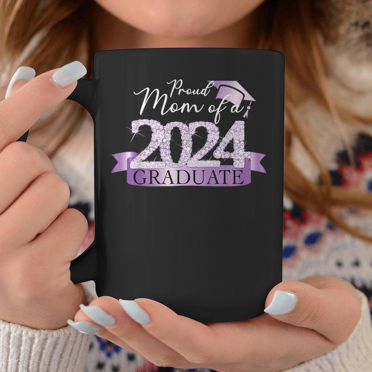 Purple Black Proud Mom Of A 2024 Graduate Decoration Coffee Mug Unique Gifts