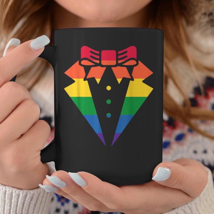 Rainbow Colors Pride Tux Wedding Prom Pride Month Tuxedo Coffee Mug Unique Gifts