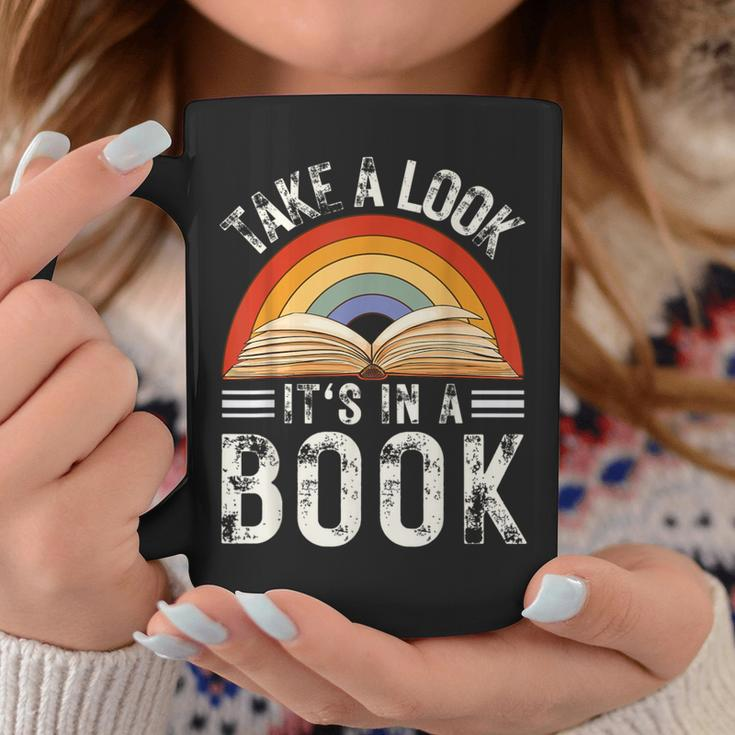 Rainbow Reading Take A Look Its In A Book Retro Vintage Men Coffee Mug Personalized Gifts