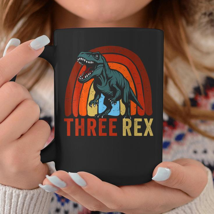 Rainbow Three Rex Retro Vintage Dinausor 3 Year Old Trex Coffee Mug Unique Gifts