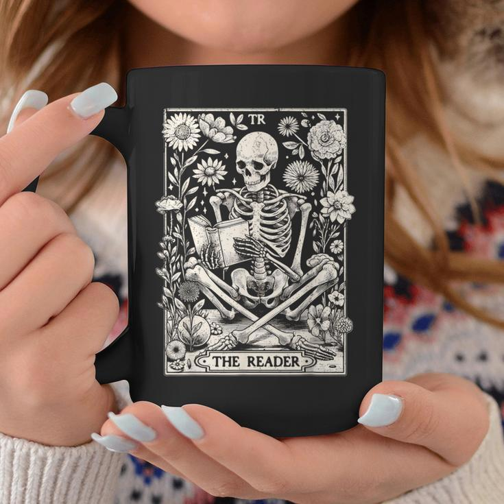 The Reader Skeleton Book Lover Tarot Card Reading Book Coffee Mug Unique Gifts